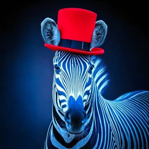 Firefly blue zebra with red top hat 24998